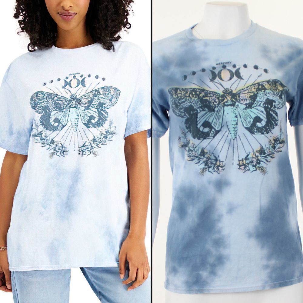 Junk Food Women's Cotton Butterfly-Graphic Tie-Dyed T-Shirt